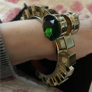 Brand New MAWI By OSOS Gold/ Green Stone Bangle Bracelet